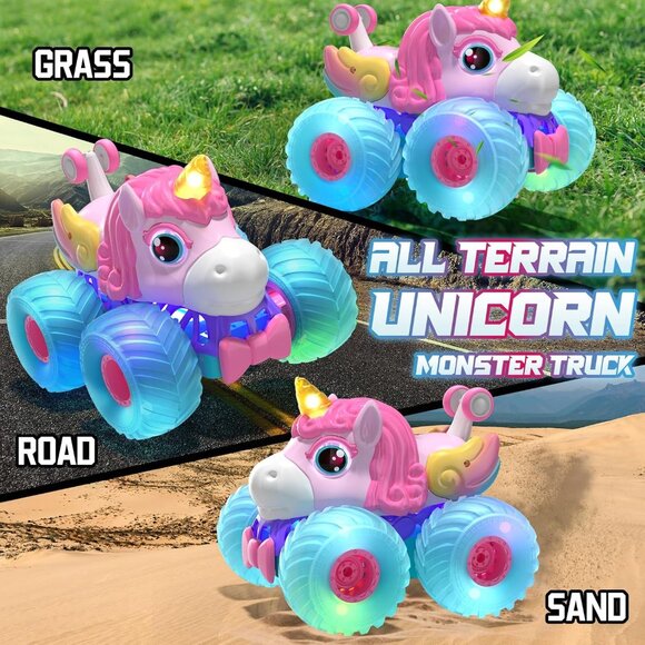 Castle Remote Control Unicorn Monster Truck 4WD RC Stunt Car with Light Music - Picture 5 of 9